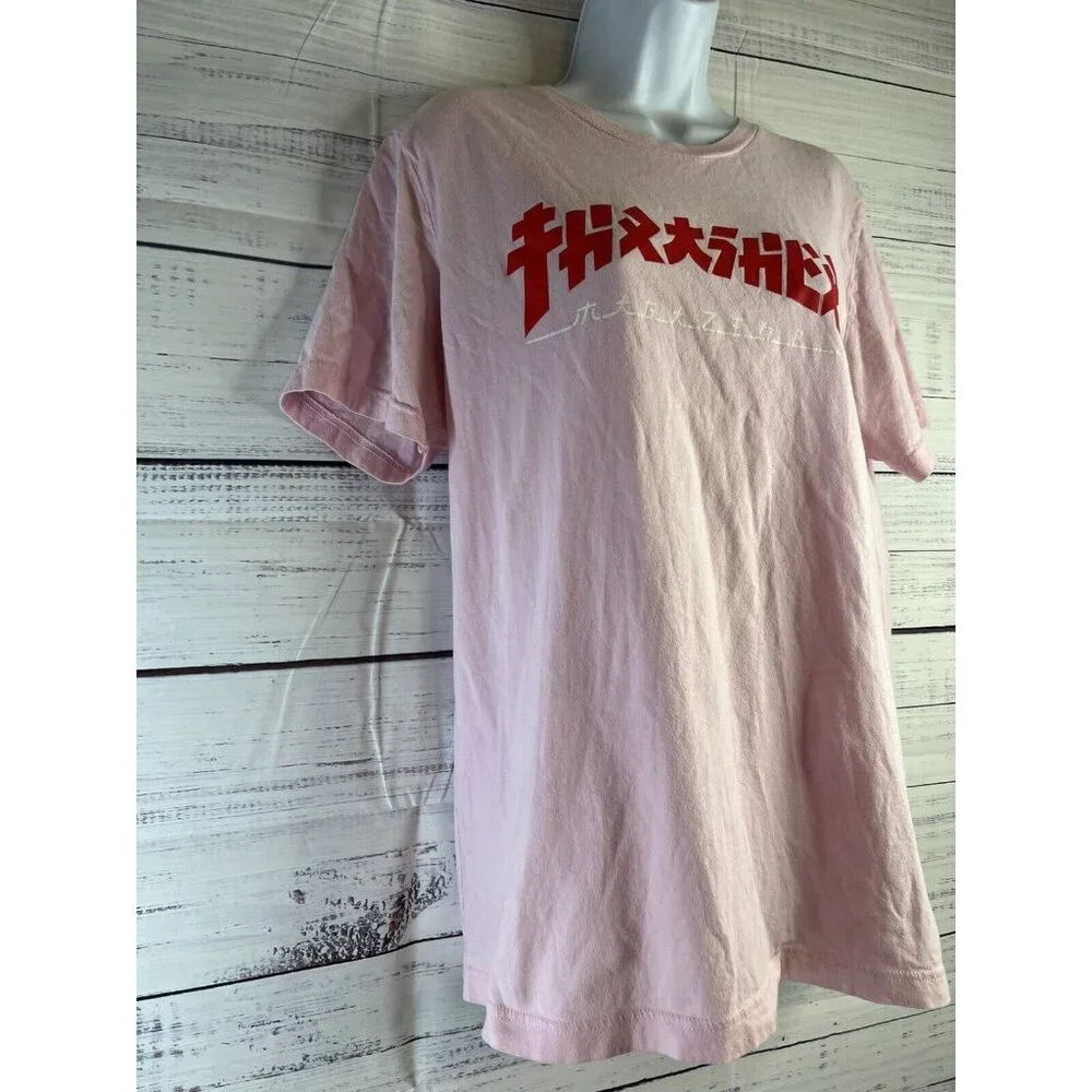 Thrasher Magazine Godzilla Logo Light Pink Womens Skateboard T-Shirt Size L - Picture 2 of 10